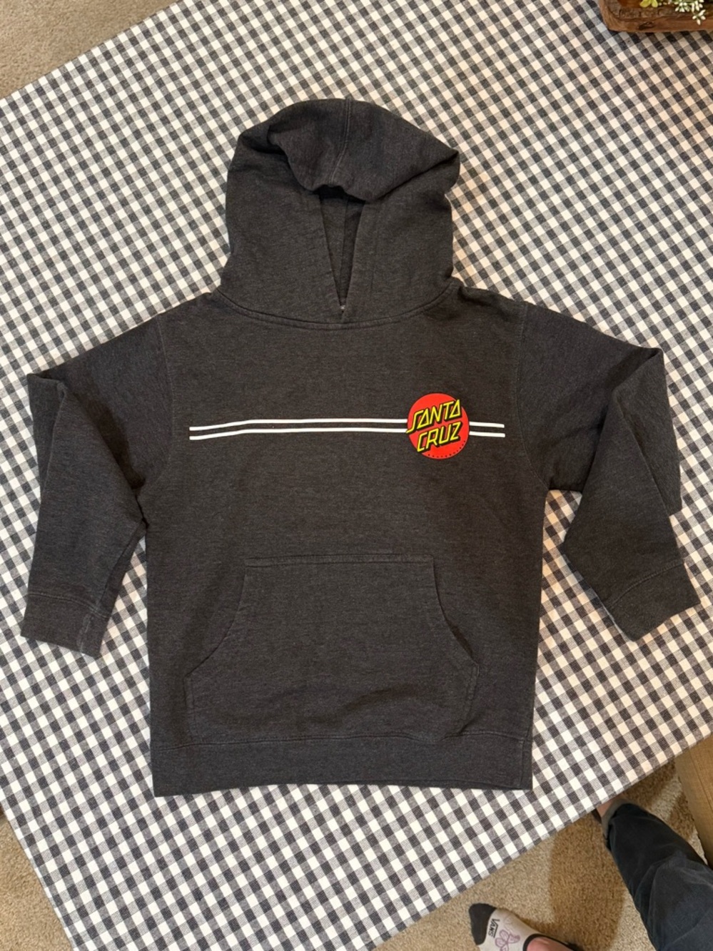 Santa Cruz Youth Skater Charcoal Gray Pullover Hoodie With Logo Size M